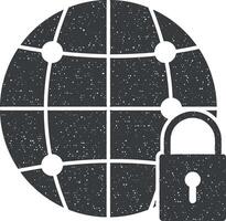 world lock vector icon illustration with stamp effect