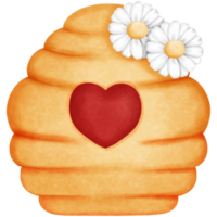 honingraat met madeliefje bloem waterverf clip art, voorjaar element decoratie. png