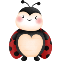 Cute ladybug watercolor clipart. Vibrant illustration of a love bug for playful valentines day designs. png