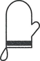 kitchen mittens icon vector illustration in stamp style