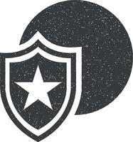 Favorite protection, global guard, global security, internet connections, shield star vector icon illustration with stamp effect