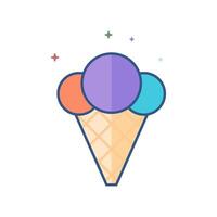 Ice cream icon flat color style vector illustration