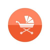 Baby stroller icon in flat color circle style. Cart kids toddler babysitting transportation vector