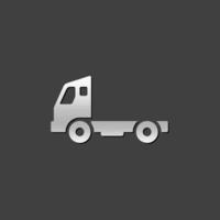 vacío envase levantar camión icono en metálico gris color estilo.industria logístico distribución vector