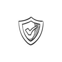 Hand drawn sketch icon shield check vector