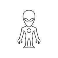 Alien icon in thin outline style vector