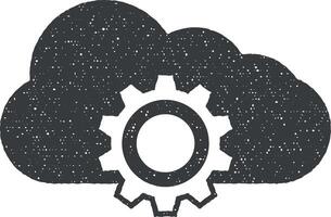 cloud adjustment vector icon illustration with stamp effect