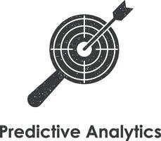 target, predictive analytics vector icon illustration with stamp effect