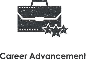 case, career advancement vector icon illustration with stamp effect