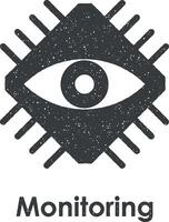 eye, hexagon, monitoring vector icon illustration with stamp effect