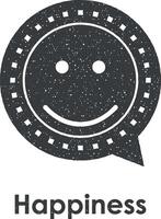 smile, happy, bubble, happiness vector icon illustration with stamp effect