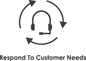 headphone, respond to customer needs vector icon illustration with stamp effect