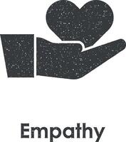 hand, heart, empathy vector icon illustration with stamp effect