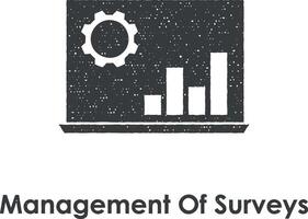 chart, management of surveys vector icon illustration with stamp effect