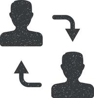 hombres, flecha, reemplazo vector icono ilustración con sello efecto