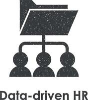 folder, connection, worker, data-driven HR vector icon illustration with stamp effect