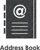 notebook, email, address book vector icon illustration with stamp effect