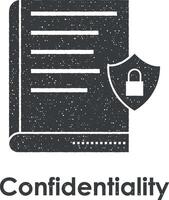 book, confidentiality vector icon illustration with stamp effect