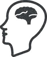 had, brain vector icon illustration with stamp effect