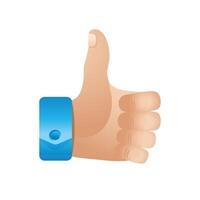 Thumb up hand icon in color. Internet social media news status vector