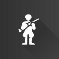 World War army flat color icon long shadow vector illustration