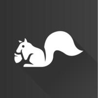 Squirrel flat color icon long shadow vector illustration