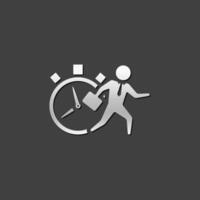 Businessman clock icon in metallic grey color style. Business deadline time vector