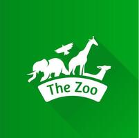Zoo gate flat color icon long shadow vector illustration
