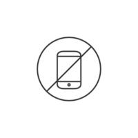 Phone restriction area icon in thin outline style vector