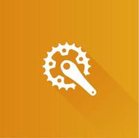 Bicycle crank set flat color icon long shadow vector illustration