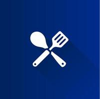 Spatula flat color icon long shadow vector illustration