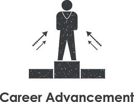 worker, stand, career advancement vector icon illustration with stamp effect