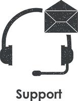 headphone, envelope, support vector icon illustration with stamp effect