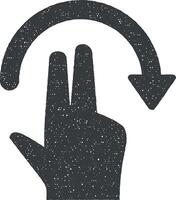 mano, dedos, gesto, golpe fuerte, girar, Derecha vector icono ilustración con sello efecto