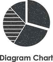 tarta, diagrama, diagrama gráfico vector icono ilustración con sello efecto