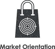 bag, target, market orientation vector icon illustration with stamp effect