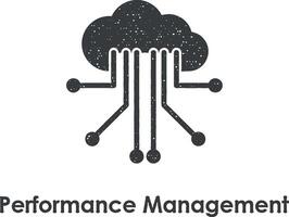 cloud, scheme, performance management vector icon illustration with stamp effect