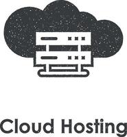 cloud, server, cloud hosting vector icon illustration with stamp effect