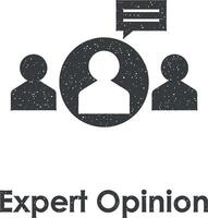 comment, worker, expert opinion vector icon illustration with stamp effect