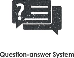 speech, question, question-answer system vector icon illustration with stamp effect