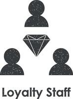 worker, diamond, loyalty staff vector icon illustration with stamp effect