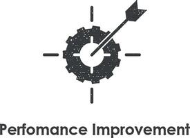 target, gear, arrow, performance improvement vector icon illustration with stamp effect