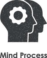 had, gear, settings, mind process vector icon illustration with stamp effect