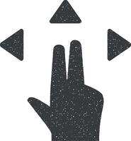 Hand, fingers, gesture, rotate, move vector icon illustration with stamp effect