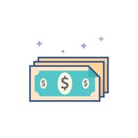 Money icon flat color style vector illustration