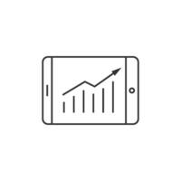 Arrow chart icon in thin outline style vector