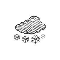 Hand drawn sketch icon weather overcast snowing vector