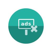 Ad post with cross sign icon in flat color circle style. vector