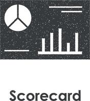 scoreboard, chart, pie, scorecard vector icon illustration with stamp effect