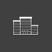 Hotel building icon in metallic grey color style. Accommodations sleep travel vector